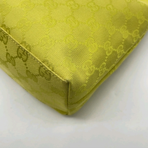 Gucci 🍋 GG Canvas Leather Jackie Yellow Green Shoulder Bag - Picture 11 of 16